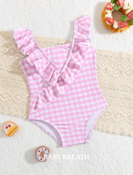 Baby Pink Frill One Piece Swimsuit | 6M-3Y