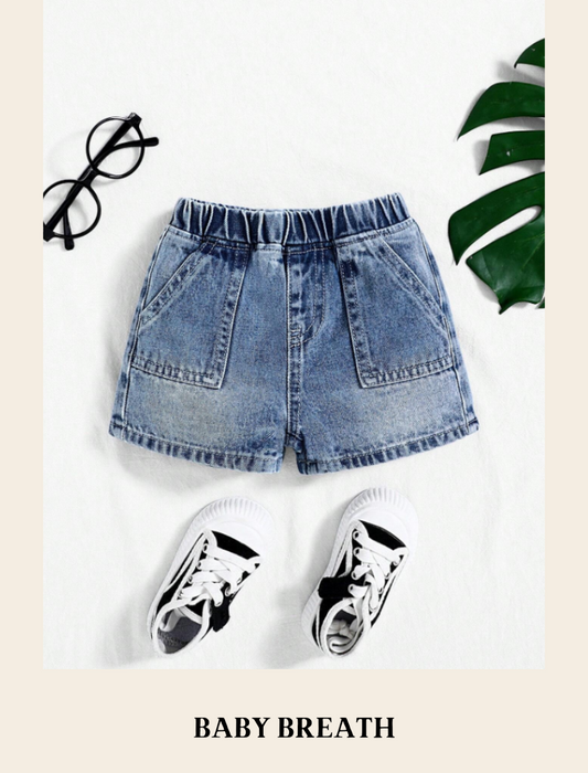 Boys Washed Denim Light Blue Shorts |6M-3Y