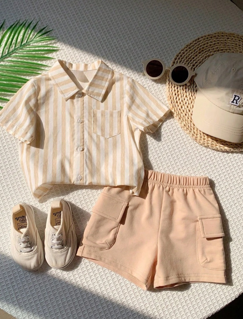 Young Boys Brown & White Summer Set