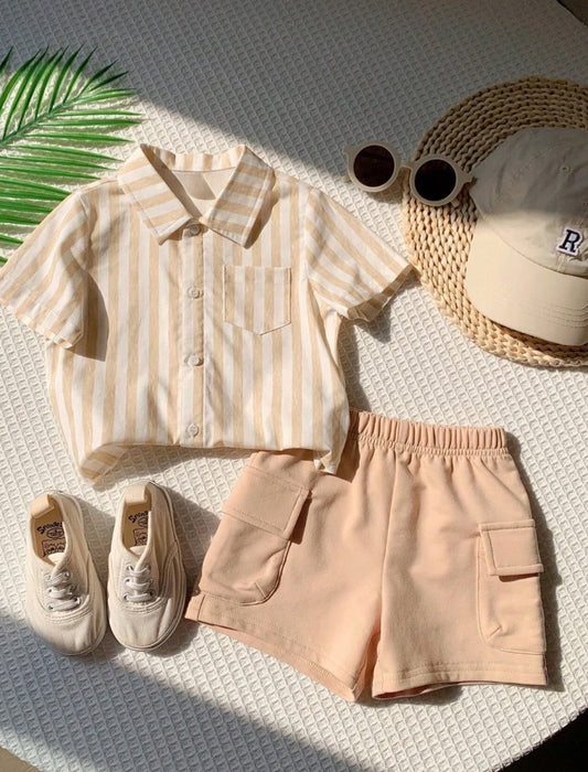 Young Boys Brown & White Summer Set