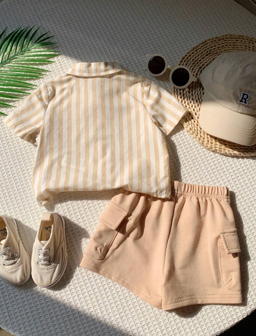 Young Boys Brown & White Summer Set