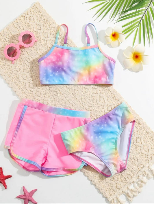 Paint splash girls bikini + short |4Y-7Y