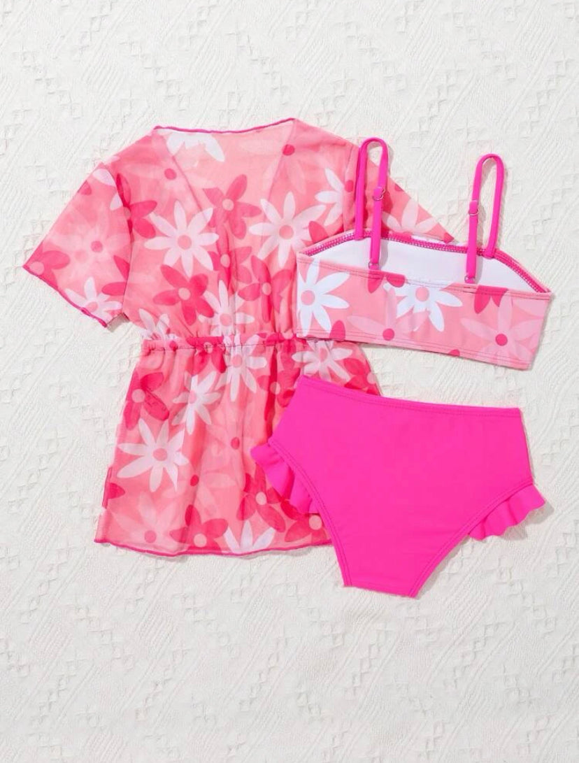 Floral splash bikini + kimono | 9M - 3Y