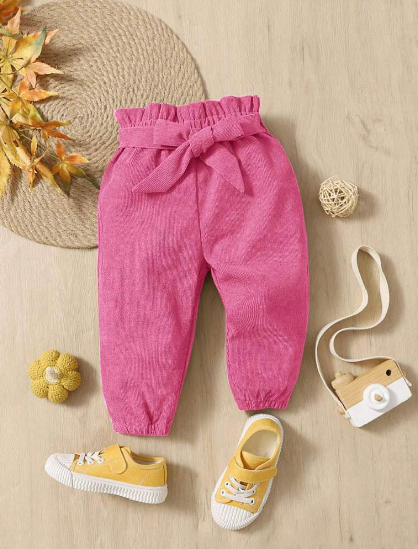 Baby Girls Pink Corduroy Pants With Belt | 6M - 3Y