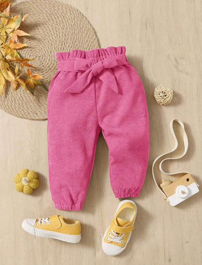 Baby Girls Pink Corduroy Pants With Belt | 6M - 3Y