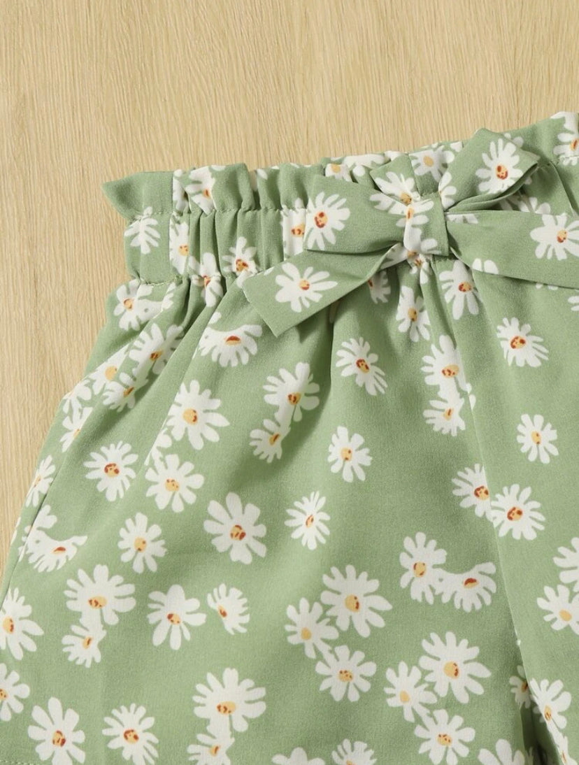 Baby Girl Green Daisy Short |6M-3Y