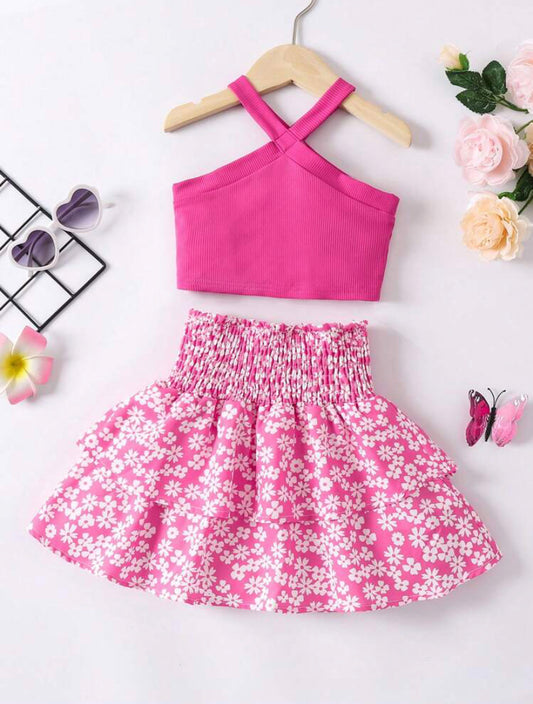Pink Floral Girls 2 pcs set | 4Y-6Y