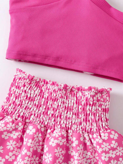 Pink Floral Girls 2 pcs set | 4Y-6Y