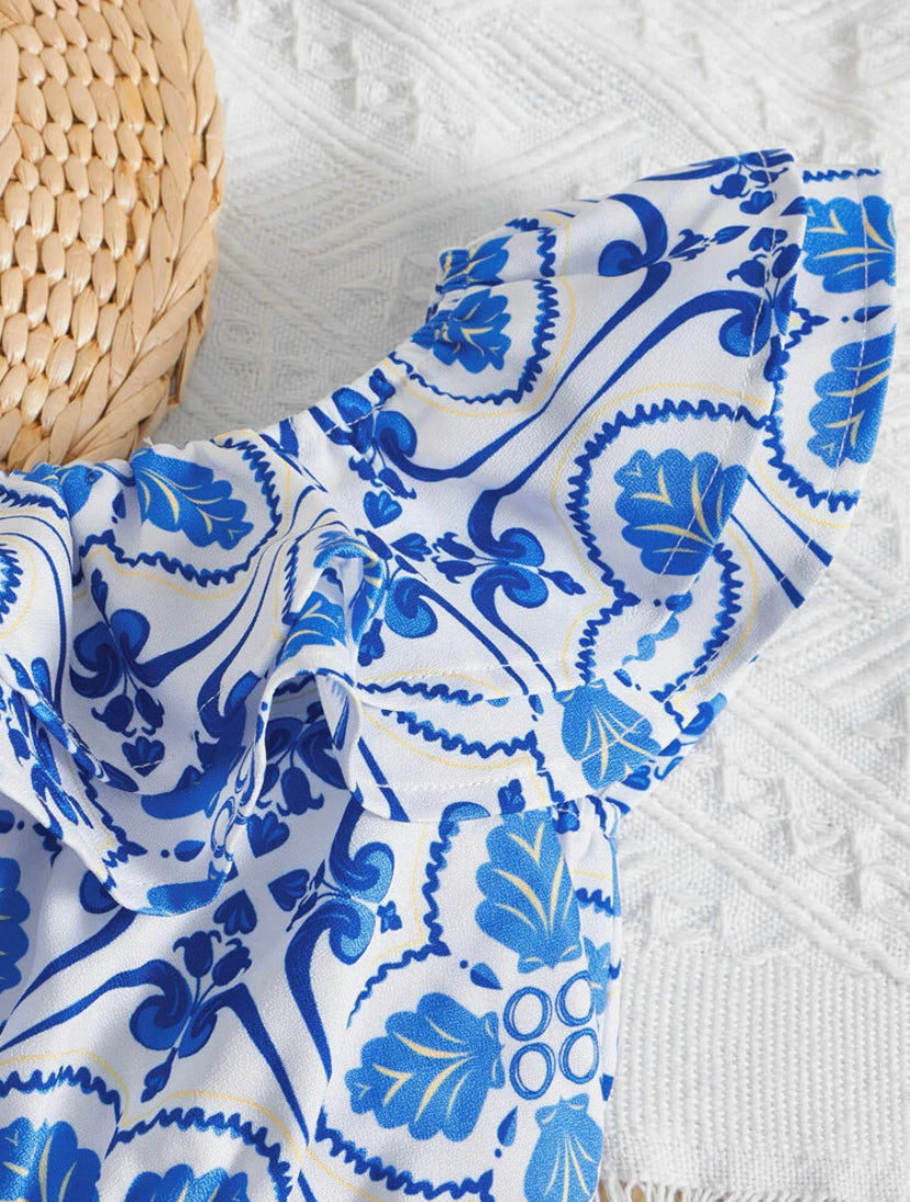 Girls Blue mosaic 2 pcs set | 4Y - 7Y