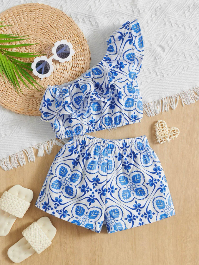 Girls Blue mosaic 2 pcs set | 4Y - 7Y