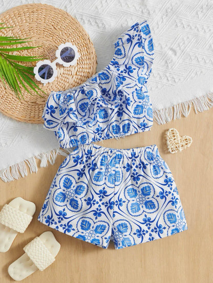 Girls Blue mosaic 2 pcs set | 4Y - 7Y