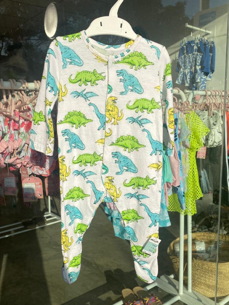 Yellow & Green Dino Theme Sleepsuit