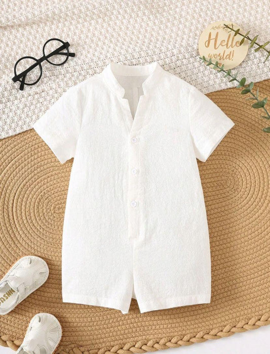 Stand Collar With Short Sleeve Romper