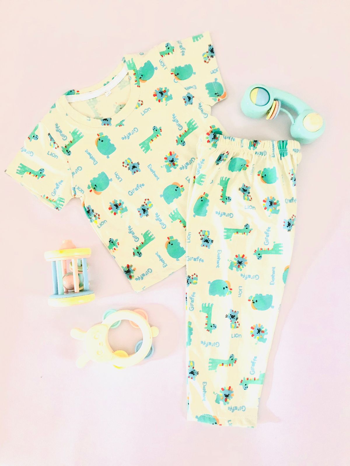 Animal Printed Green Color Short Sleeve PJ