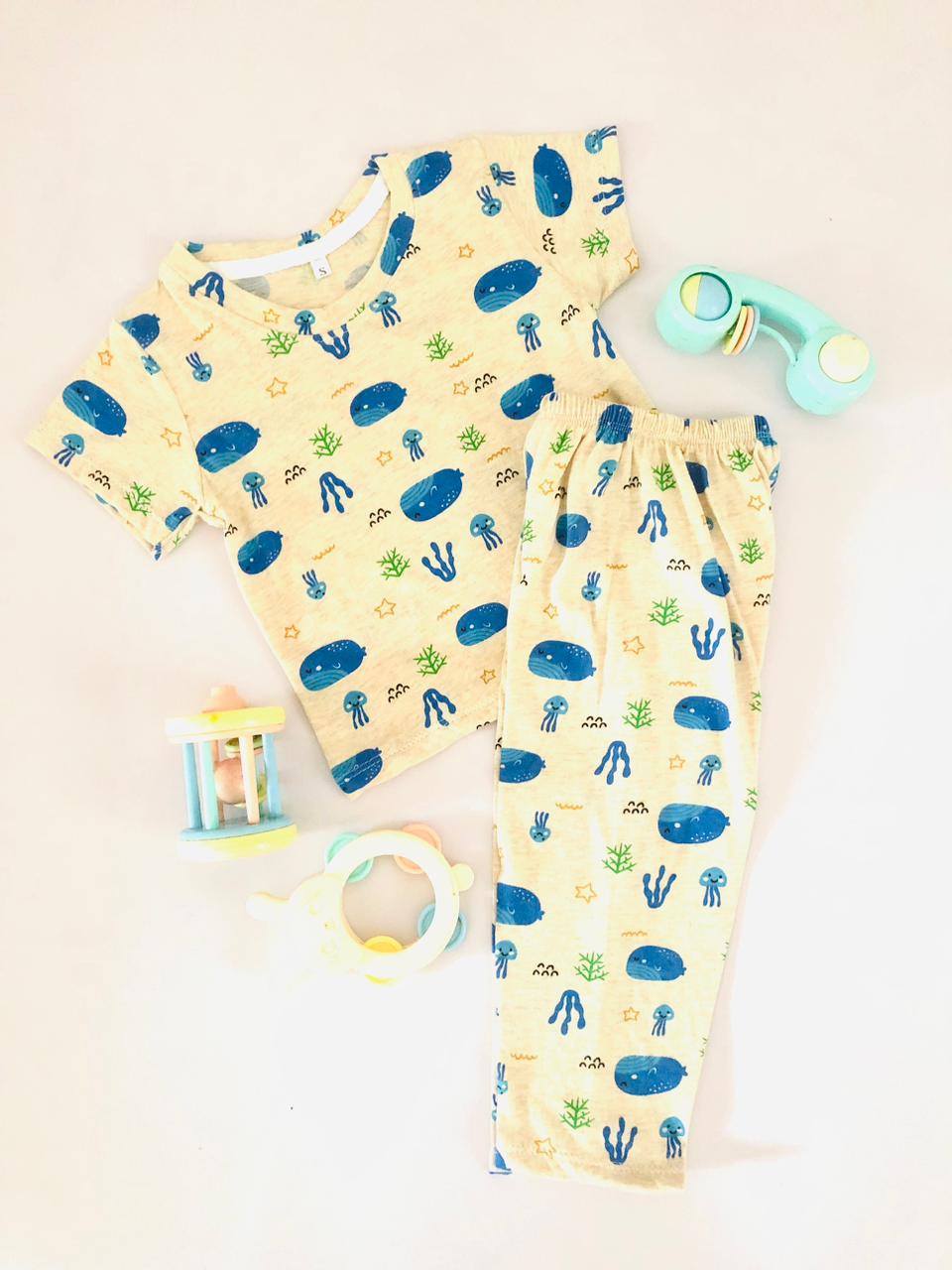Blue Fish Printed Short Sleeve PJ