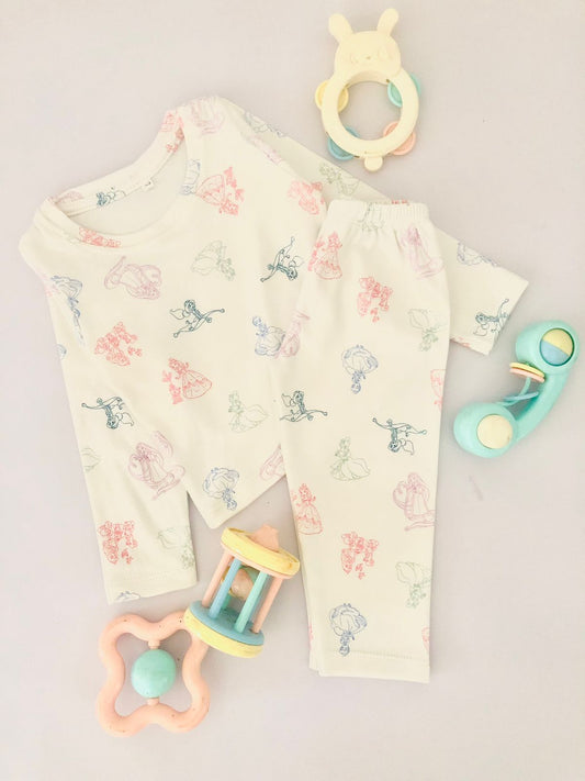 Princess Printed White Color Long Sleeve PJ