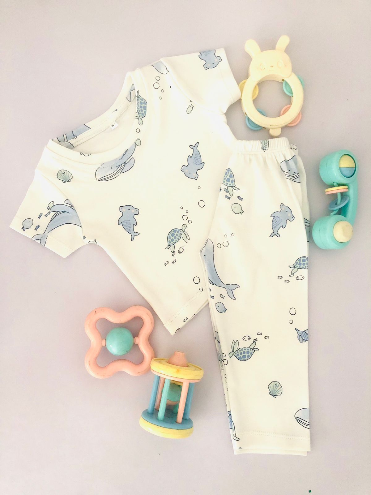 Sea Theme White Color Short Sleeve PJ