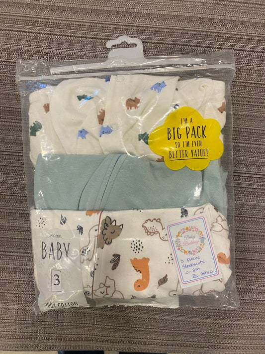 Baby Beddings 3 Pcs Sleep Suit | 0 - 3M