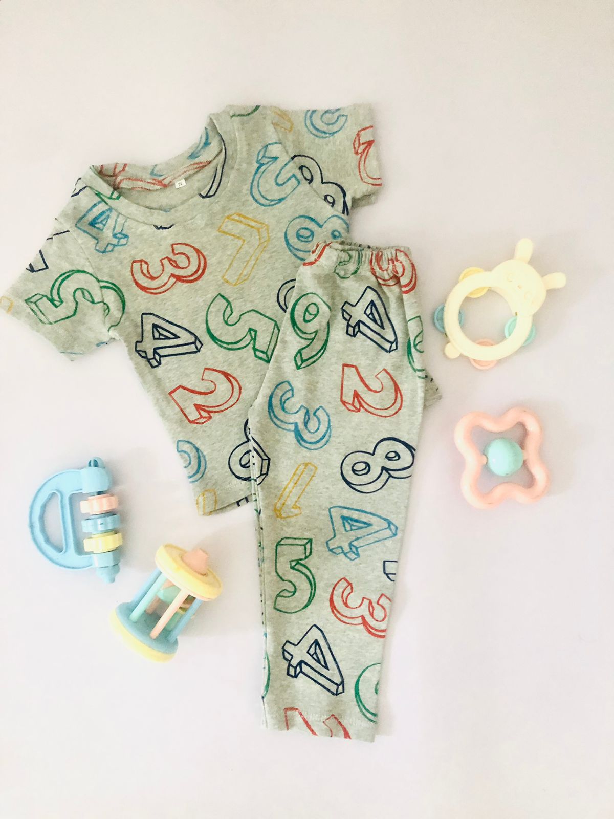 TCB Numbers Printed Gray Color Short Sleeve PJ