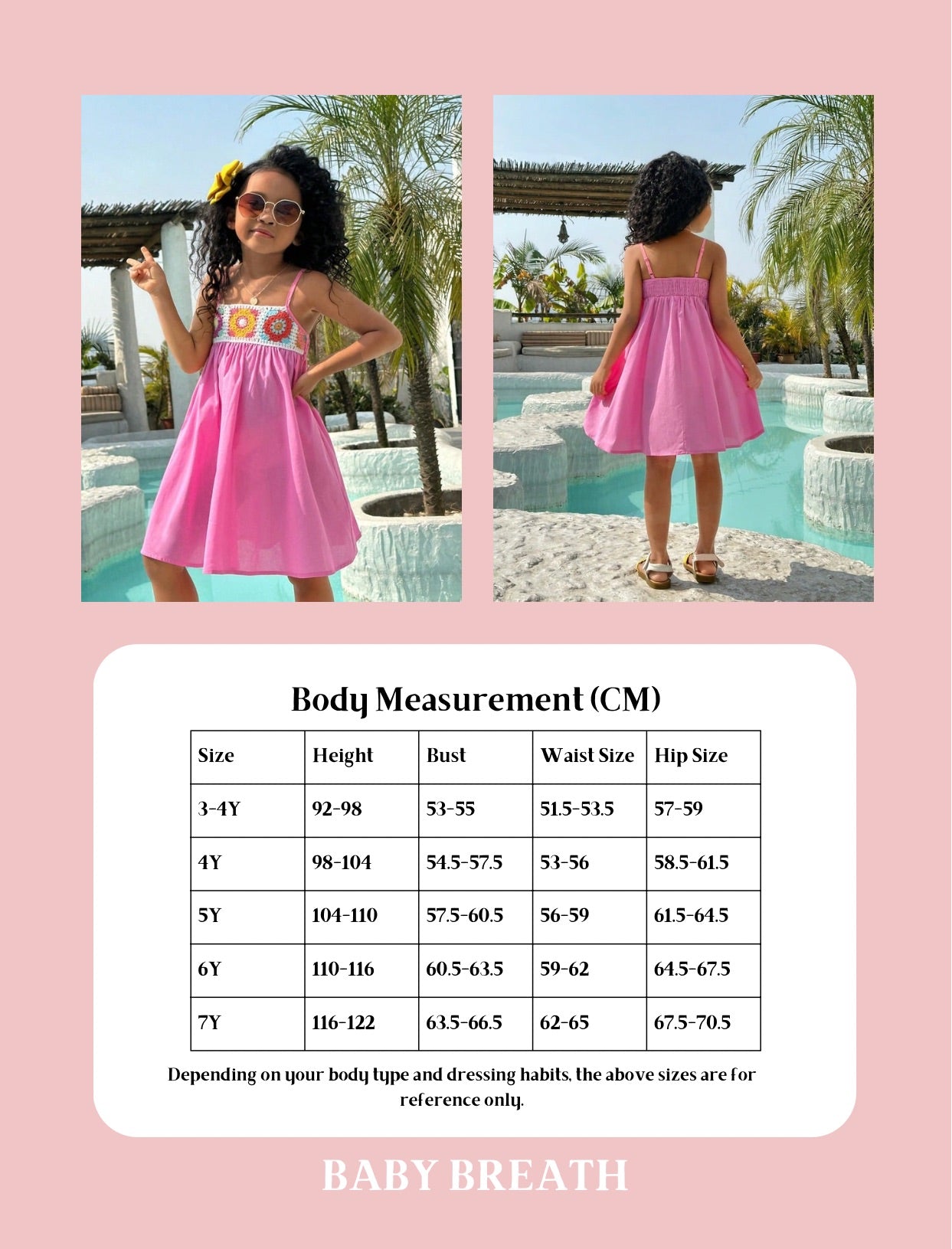 Young Girls Floral Crochet Trim Pink Cami Dress | 4Y-7Y