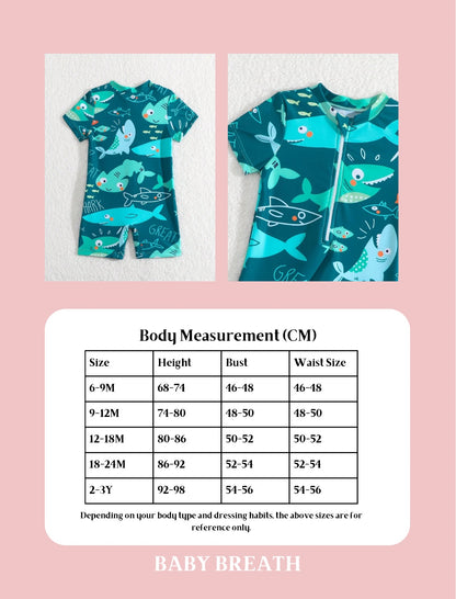 Baby Boys Cartoon Printed One Piece Swimsuit |6M-3Y