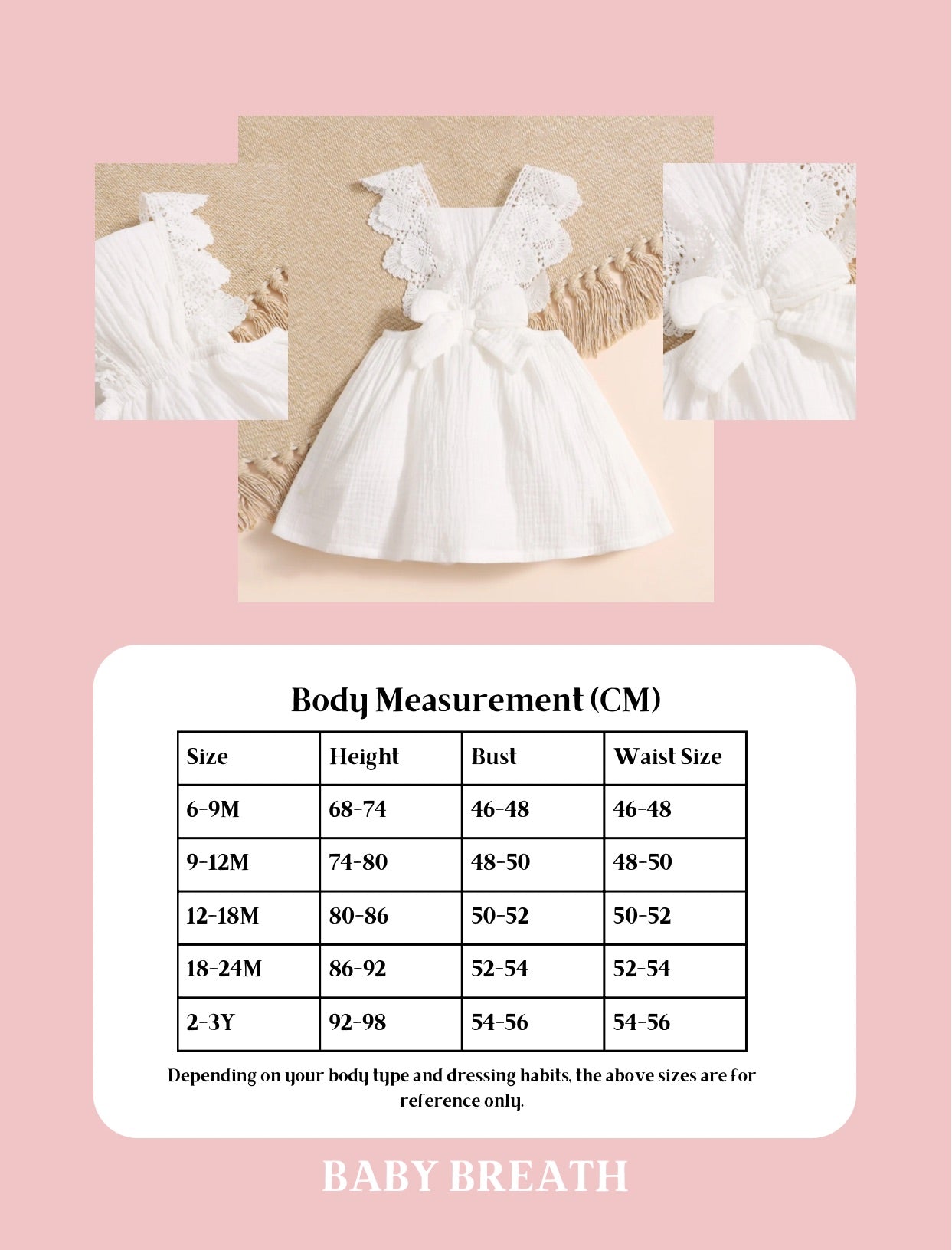 Baby Girls Scallop Lace Trim Bow Back Dress | 6M-3Y