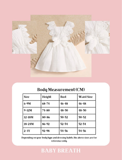 Baby Girls Scallop Lace Trim Bow Back Dress | 6M-3Y