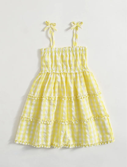 Gingham Print Knotted Cami Dress | 1-8Y