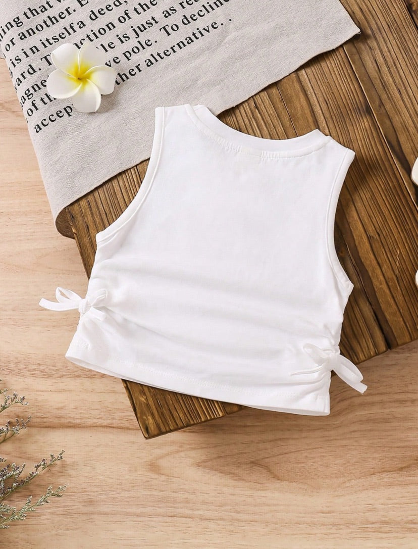 Young Girls Knot Side Ruched Tank Top | 4Y-7Y