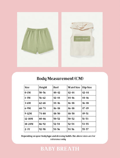 Cozy Pixies Baby Boy Letter Print Sleeveless Hoodie & Solid Color Shorts Set