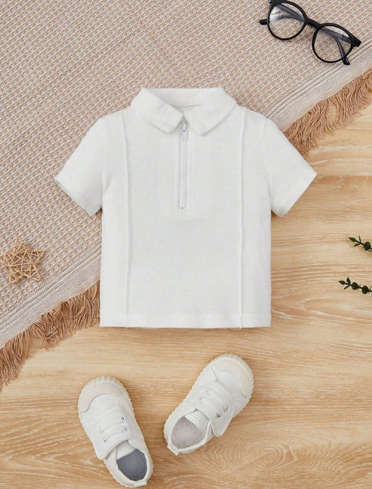 Baby Boys Luxe White Polo Shirt | 6M-3Y