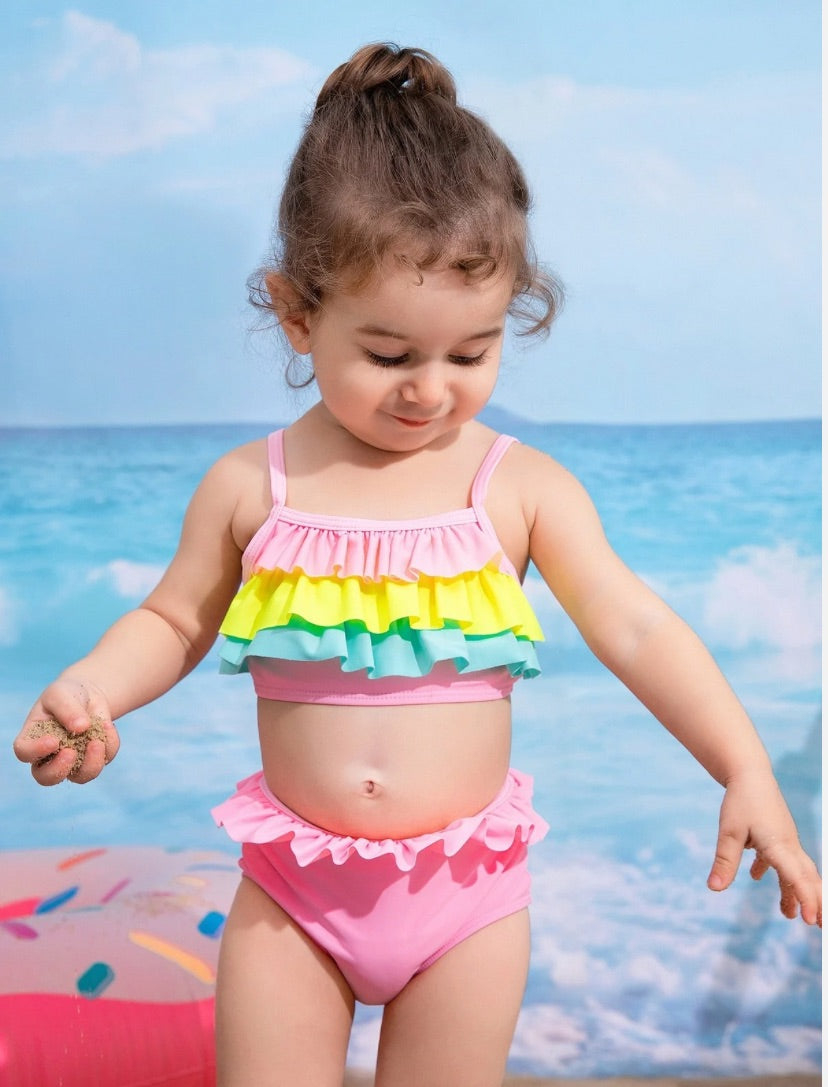 Baby Girls Summer Beach Frill Bikini Swimsuit | 6M-2Y