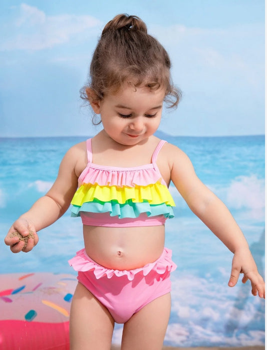 Baby Girls Summer Beach Frill Bikini Swimsuit | 6M-2Y