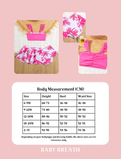 Pink Trees Bikini Set with Skirt |6M-3Y