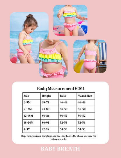 Baby Girls Summer Beach Frill Bikini Swimsuit | 6M-2Y