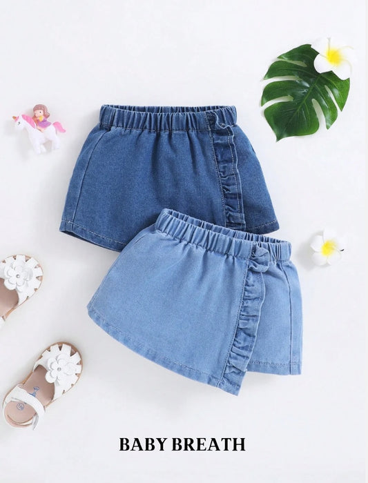 Baby Girls Denim frill skort | 6M- 3Y