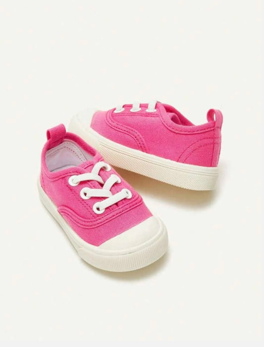 Lace Up Front Pink Non-Slip Canvas Shoes