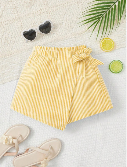 Casual Stripped Skort With Bowknot | 4Y-7Y