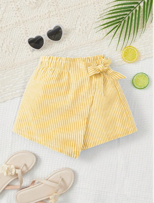 Casual Stripped Skort With Bowknot | 4Y-7Y