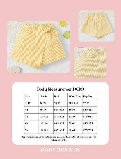 Casual Stripped Skort With Bowknot | 4Y-7Y