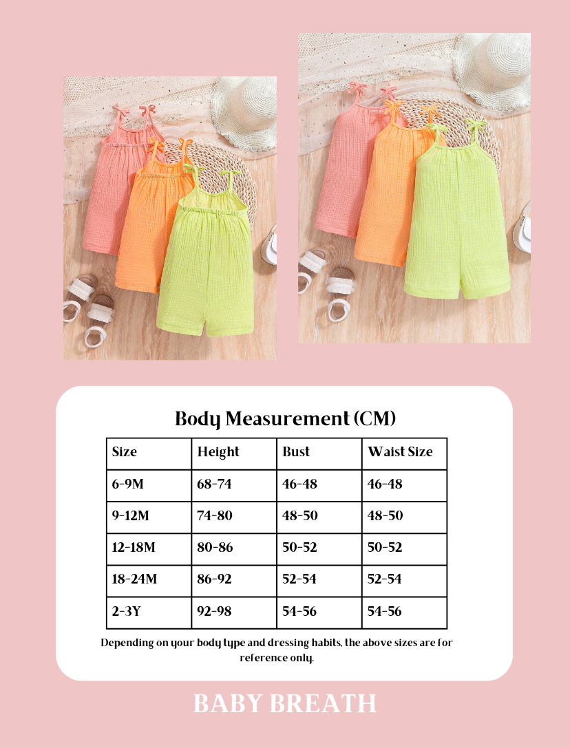 Baby Girls Simple Multicolor Romper | 3M-3Y