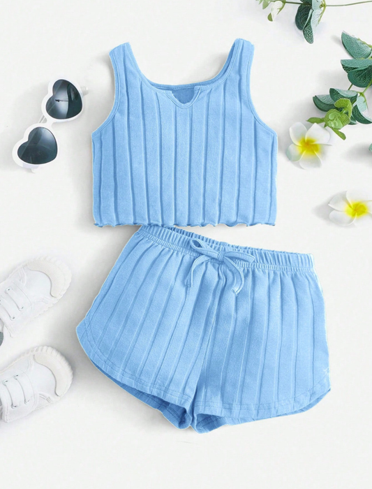 Baby Girls Notch Neck Tank Top & Shorts Set | 6M-3Y