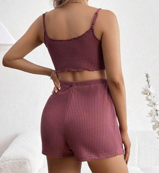 Maternity Adjustable Spaghetti Strap Tank Top And Elastic Waistband Shorts Set