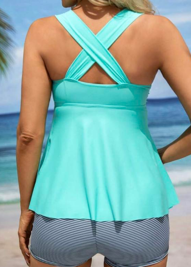 Maternity swimming Tank Top & Shorts Set With Cross Over Design