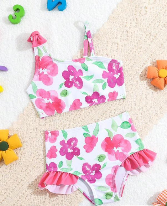 Purple & Pink Flowers Bikini Set | 6M-3Y