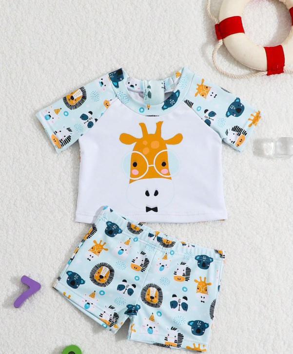 New Born Giraffe Printed 2pcs Set