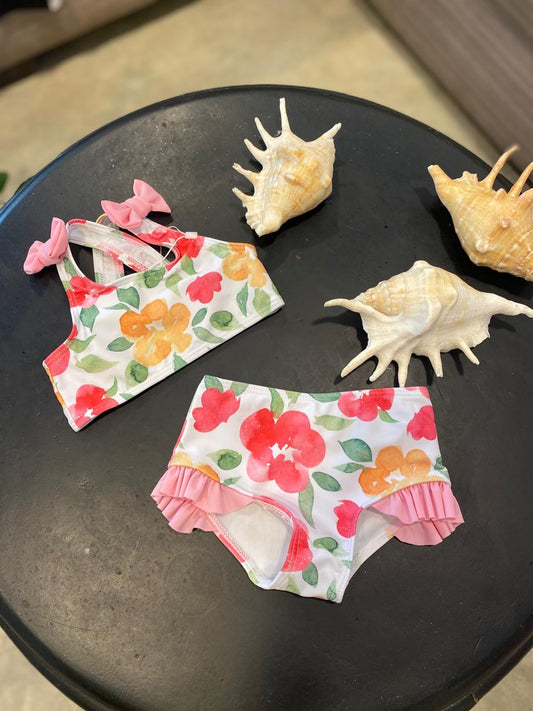 New Born Pink & Yellow Flowers Garden Bikini Set