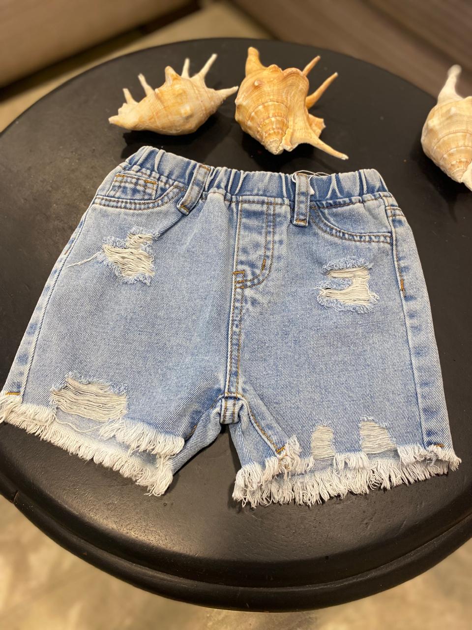 Baby Girls Spring Ripped Denim Short  | 6M-3Y