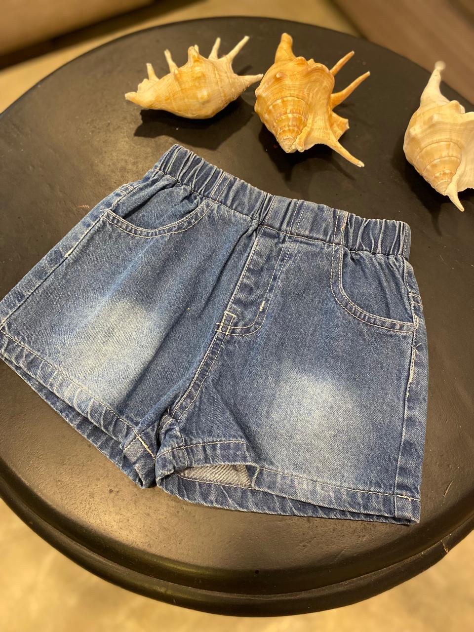 Young Girls Spring & Summer Denim Blue Short | 4Y-7Y