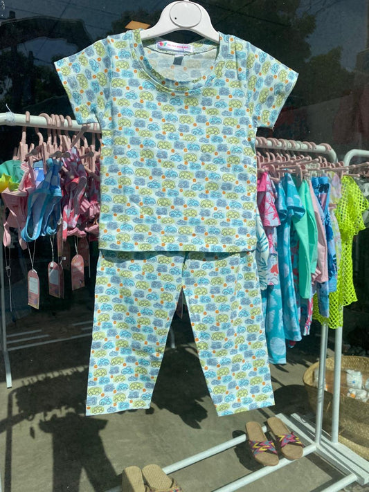 PJ Set - Green & Blue Car Theme